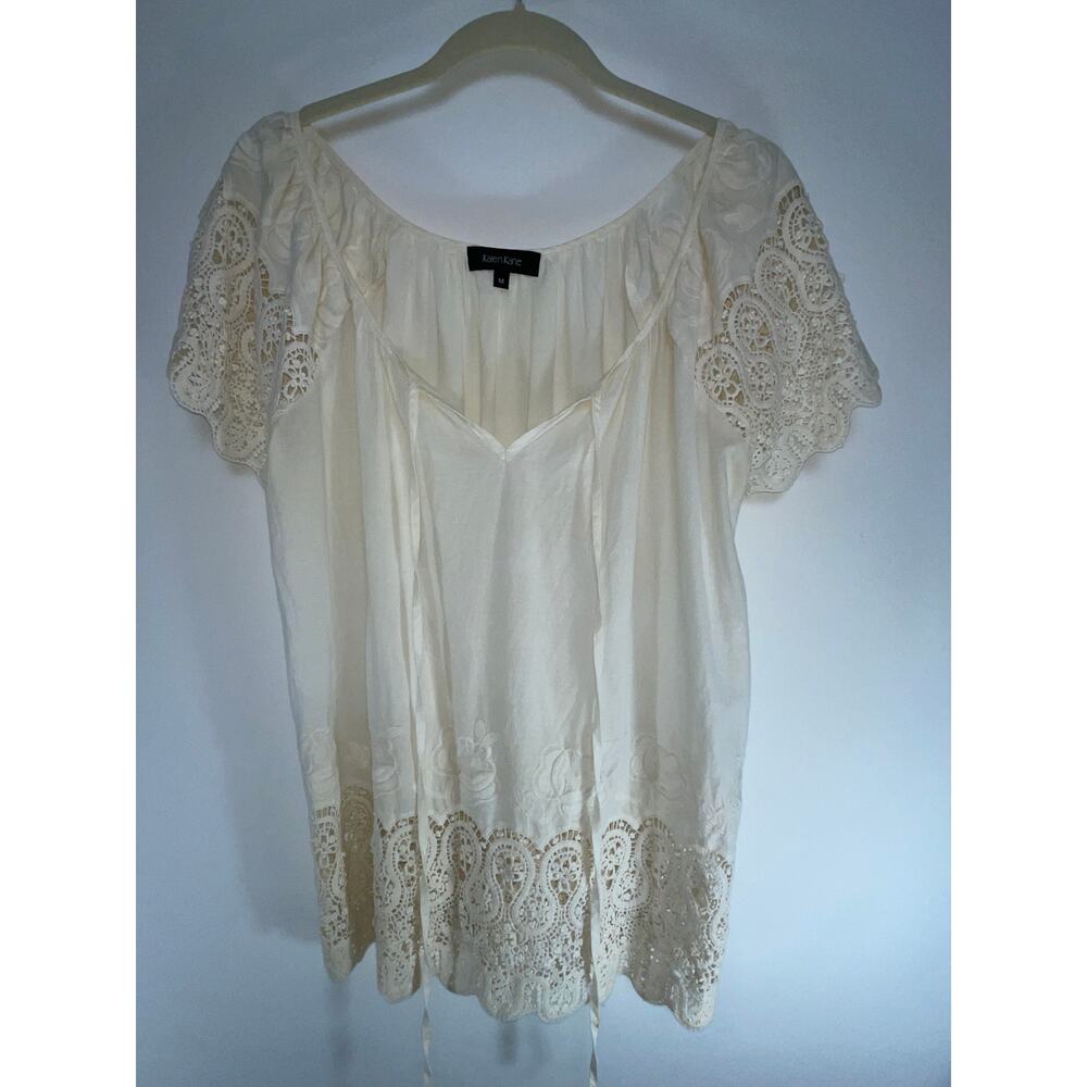 Karen Kane Lace Trim Top - Size M - 100% Cotton - Made in the USA‎ - Beautiful!